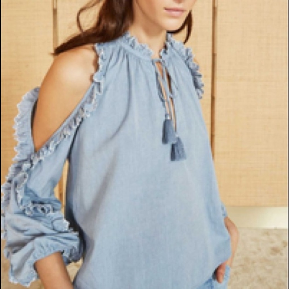 ULLA JOHNSON Amandine Cold Shoulder Blouse Top